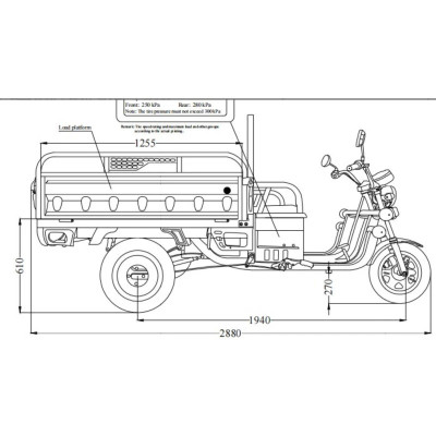 Elektrická nákladná trojkolka Leramotors Cargo G1 1000W - Tuk Tuk Čierna