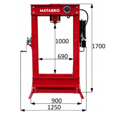 Profesionálny hydraulický lis Matabro MB-P50TAH | 50 t | Hydraulicko-pneumatická pumpa