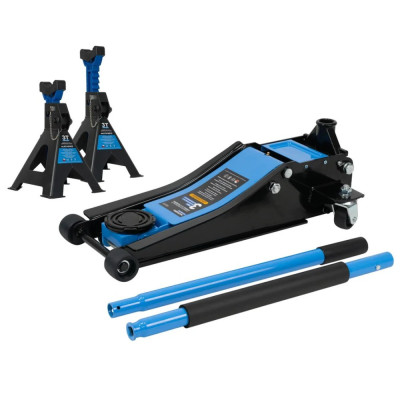 Akčný set Matabro – nízkoprofilový hydraulický zdvihák 3 t + podpery pod auto 3 t MB-LPJB-PLUS + MB-JS3T