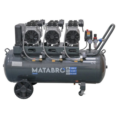 Bezolejový kompresor 100 l 4500 W s príslušenstvom – tichý 6-piestový kompresor 230 V SETMB-K206 Matabro