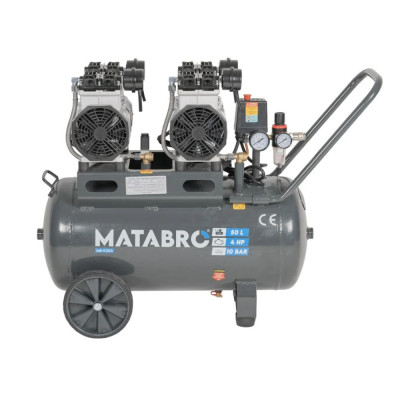 Bezolejový kompresor 50 l 4000 W 230 V s príslušenstvom – tichý 4-piestový kompresor SETMB-K204 | Matabro