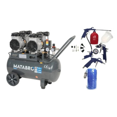 Bezolejový kompresor 50 l 4000 W 230 V – tichý 4-piestový kompresor MB-K204 | Matabro