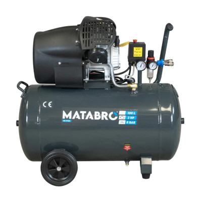 Olejový kompresor 100 l 3500 W 230 V – 2-piestový kompresor s odlučovačom MB-K108 | Matabro