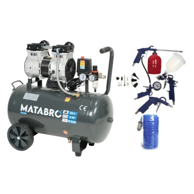 Bezolejový kompresor 50 l 2000 W 10 bar s príslušenstvom Matabro MB-K202