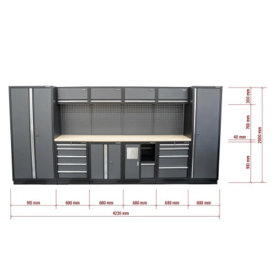 Akciový set dielenského nábytku Matabro SET-CA01013 | 10 ks | s drevenou pracovnou doskou MB-TGW53