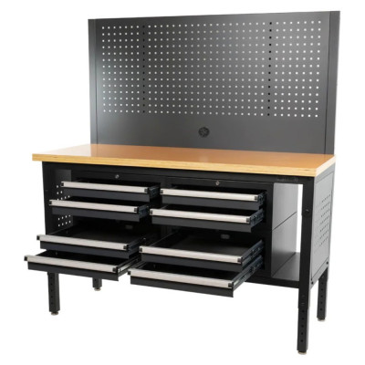 Pracovný dielenský stôl Matabro MB-TSP6024-STW30Z | Modulárna zostava | 8 zásuviek | 1520 × 610 mm