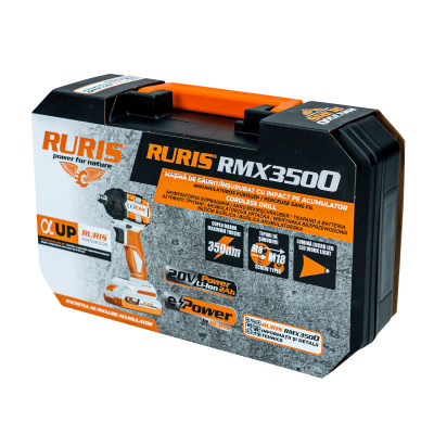 Akumulátorový rázový uťahovák RURIS RMX3500 350 Nm